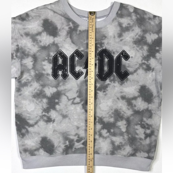 AC/DC Sweatshirt Junior Size XXL (19) Gray Tie Dye Graphic Long Sleeve Rock 2018 - Picture 7 of 8